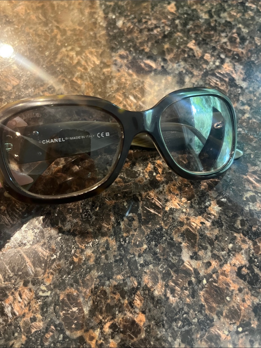 CHANEL Black and Green Oversized Women's Sunglasses